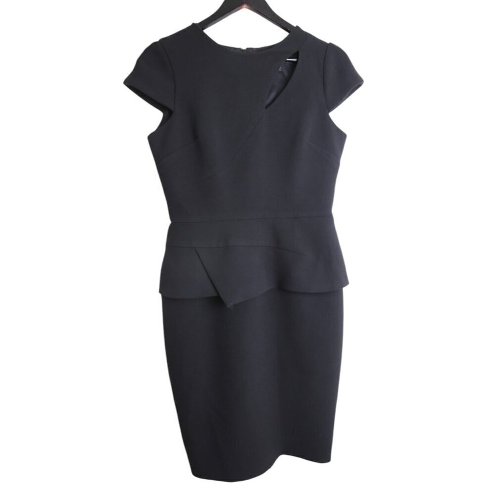 Sandra Angelozzi Cap Sleeve Black Elegant Peplum Dress Size 34